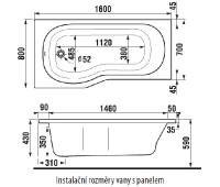 JIKA TIGO vana akrylátová 160 x 80/70 cm, asymetrická levá, objem 185 l   H2232100000001